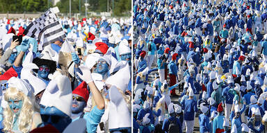 Alle Blau! Warum sich HIER über 3000 Schlümpfe versammelten